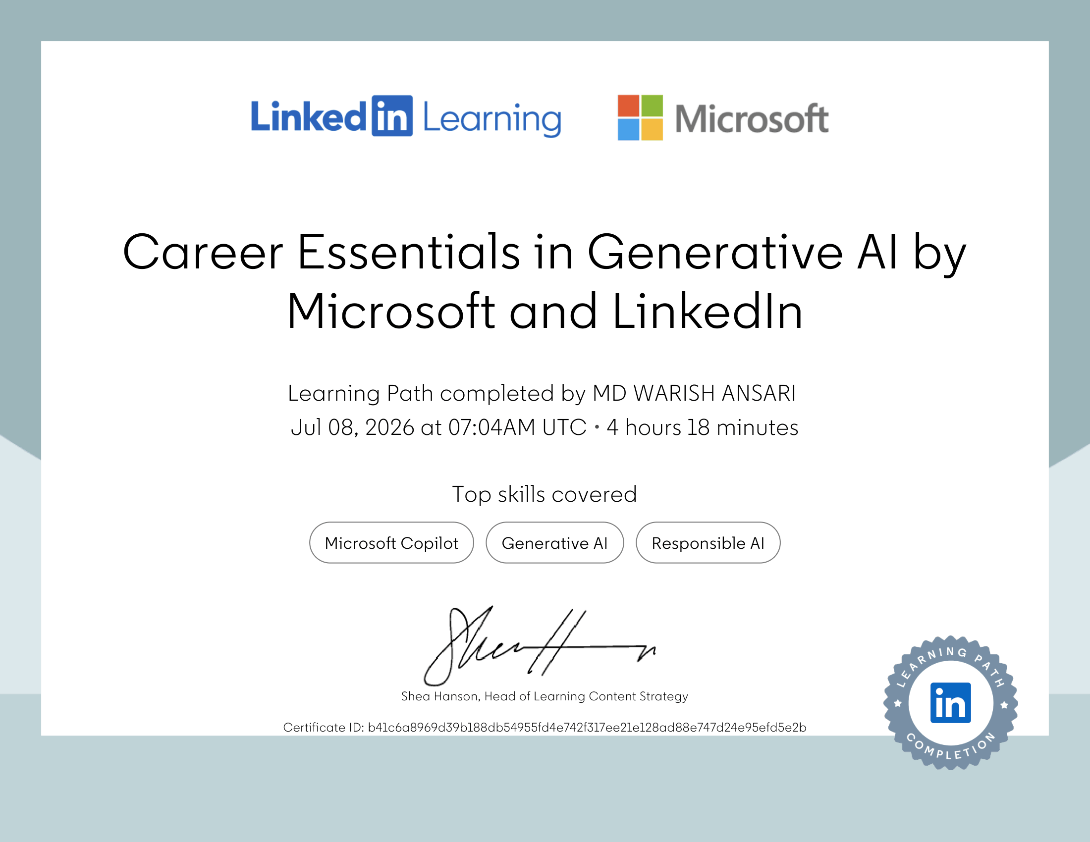 Career Essentials in Generative AI by Microsoft and LinkedIn